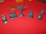 5 tinnen miniaturen letterbak, poppenhuis, klok koffiemolen, Ophalen of Verzenden