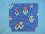 Vintage lapje stof blauw met tulpen, 30 tot 120 cm, Blauw, 30 tot 200 cm, Ophalen of Verzenden