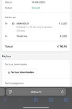 Gymrace ticket men solo, Tickets en Kaartjes, Eén persoon