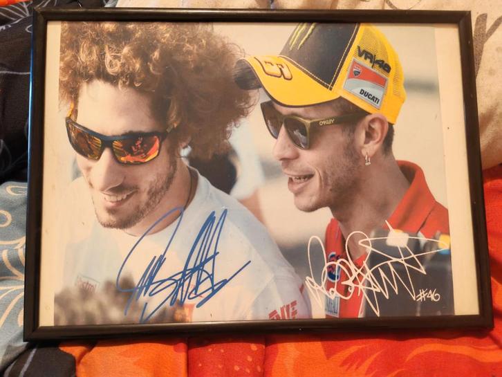 Gesigneerde foto Valentino Rossi & Marco Simoncelli, Antiek en Kunst, Kunst | Tekeningen en Foto's, Ophalen of Verzenden
