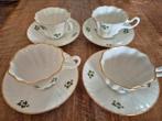 4 kop&schotels + gebaksbordjes Royal Stuart Fine Bone China., Antiek en Kunst, Ophalen of Verzenden