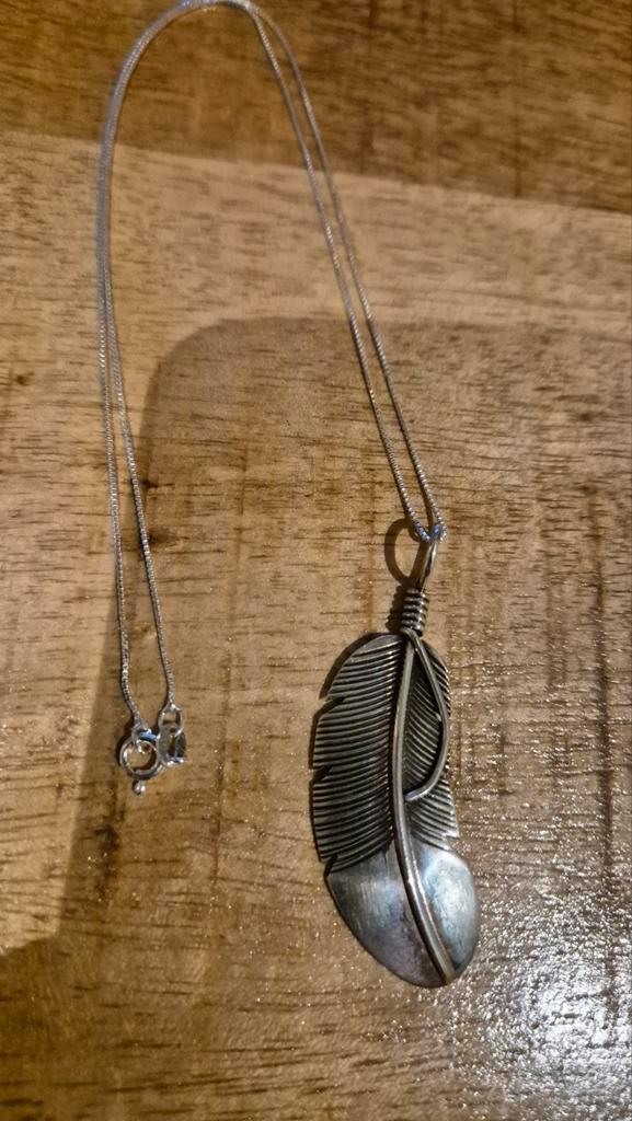 Zilveren Adelaar Veer Hanger - Native American, Sieraden, Tassen en Uiterlijk, Kettingen, Gebruikt, Zilver, Zilver, Met hanger