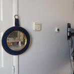 Vintage retro jaren 1950 spiegel in tartan stof Hang spiegel, Antiek en Kunst, Antiek | Spiegels, Ophalen of Verzenden, Rechthoekig