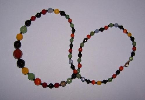 Oplopend kleurrijk collier van gefacetteerde Agaat, Sieraden, Tassen en Uiterlijk, Kettingen, Nieuw, Steen of Mineraal, Verzenden