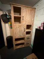 Houten Kast met deuren, lades en planken, Ophalen, 100 tot 150 cm, Zo goed als nieuw, Met lade(s)