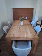 1 massief houten eettafel 2 x 1 m / 1 salontafel 0,75 x 0,75, Ophalen, Gebruikt, Modern strak landelijk