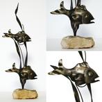 Vintage vissen decoratie vissen in het riet sculptuur beeld, Antiek en Kunst, Ophalen of Verzenden