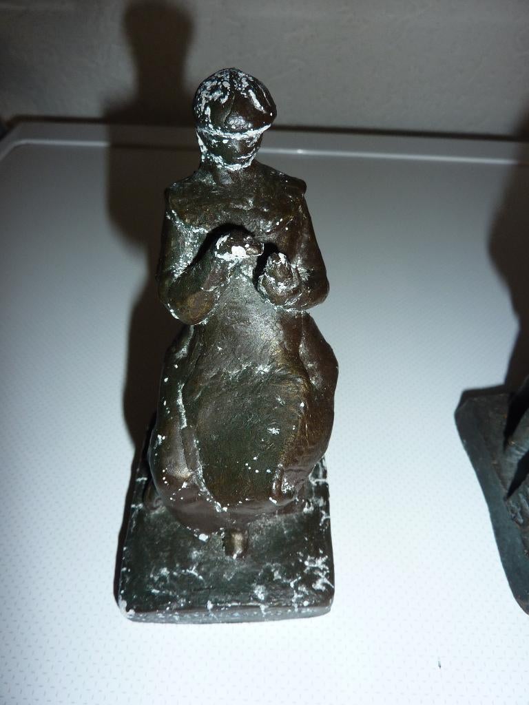 oud brocant beeldje de lampenmaakster ., Ophalen of Verzenden, Gebruikt, Mens