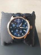 TISSOT chrono classic XL roségoud & donkerblauw in OVP, Overige merken, Leer, Staal, Nieuw