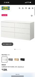 Malm ladekast wit - 6 lades - softclose, Zo goed als nieuw, 3 of 4 laden, Minder dan 100 cm, 25 tot 50 cm