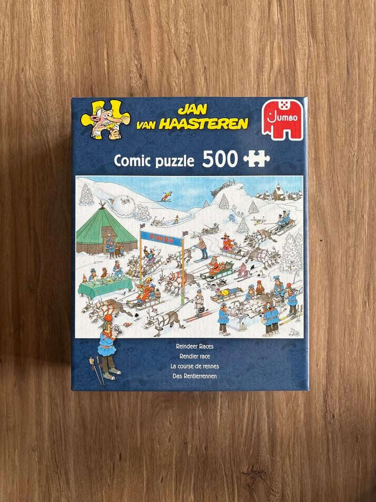 Jan van Haasteren Rendier Race Puzzel 500 Stukjes, Ophalen of Verzenden, 500 t/m 1500 stukjes, Zo goed als nieuw, Legpuzzel