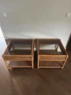 2 vintage rotan (salon)tafels, Ophalen, 50 tot 100 cm, Rond, Zo goed als nieuw