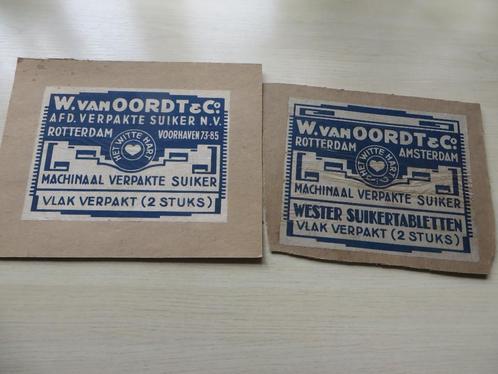 Etiket W.van Oordt & Co. Rotterdam Wester Suikertabletten 2x, Verzamelen, Merken en Reclamevoorwerpen, Gebruikt, Verpakking, Ophalen of Verzenden