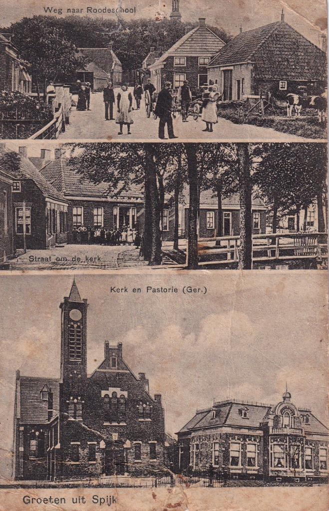 3 luik  Spijk 1915 / 1920   zeldzaam, Verzamelen, Ansichtkaarten | Nederland, Gelopen, Groningen, Voor 1920, Ophalen of Verzenden