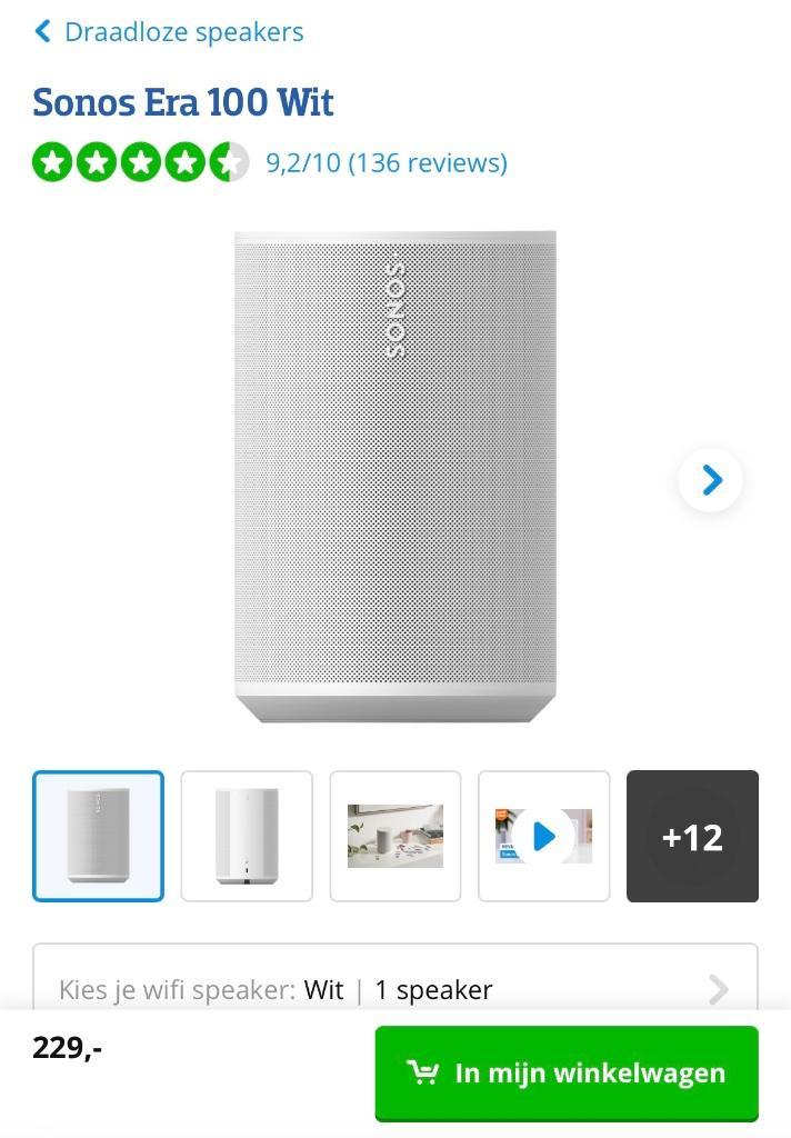 Sonos era 100 bluetooth speaker NIEUW!, Audio, Tv en Foto, Luidsprekers, Nieuw, Front, Rear of Stereo speakers, Minder dan 60 watt