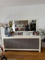 Dressoir 210 cm x 45 cm incl spiegel hoogglans wit grijs, Ophalen, Zo goed als nieuw, 25 tot 50 cm, 200 cm of meer