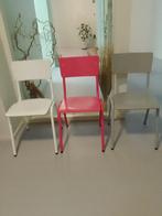 3 eetkamerstoelen, grijs, wit en roze,, onbeschadigd., Huis en Inrichting, Stoelen, Ophalen, Drie, Zo goed als nieuw, Grijs