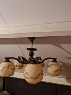 Art deco Plafondlamp met 5 glazen kappen opaal glas, Ophalen, Gebruikt, Glas, Vintage