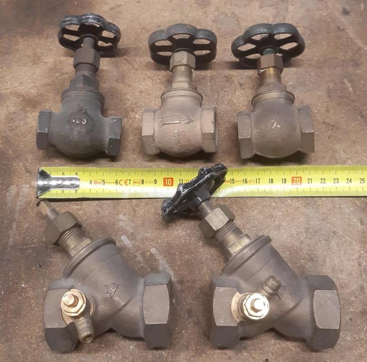 Set nos kranen 3/4" en 1" brons messing koper, Antiek en Kunst, Antiek | Koper en Brons, Ophalen of Verzenden