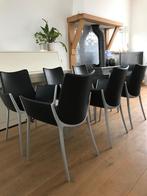 Set 6 IZGS Cassina Duna stoelen stoel design zwart leer, Zwart, Leer, Ophalen of Verzenden, Zo goed als nieuw