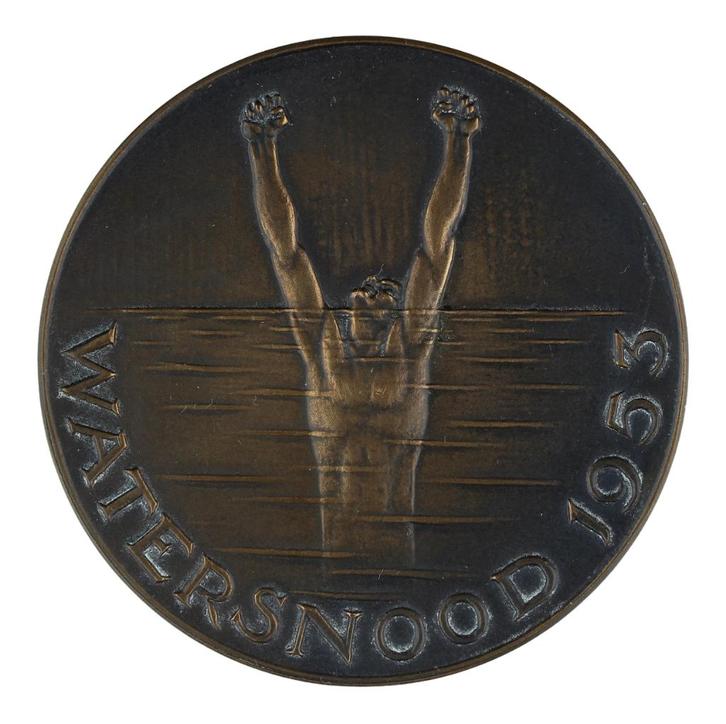 L.O. Wenckebach - Penning VPK, 1953 : Watersnood, Postzegels en Munten, Penningen en Medailles, Brons, Nederland, Verzenden