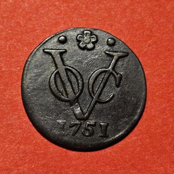 VOC Duit Holland 1751 - Mooie Oude Munt beschikbaar voor biedingen