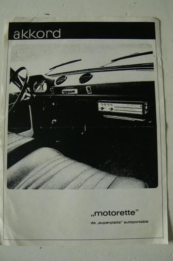 Leaflet Akkord Motorette 210 portable autoradio 1968-1971 beschikbaar voor biedingen