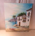 Mooi Geschilderd Werk 'Grieks Huisje aan Zee' - gesign, Ophalen of Verzenden