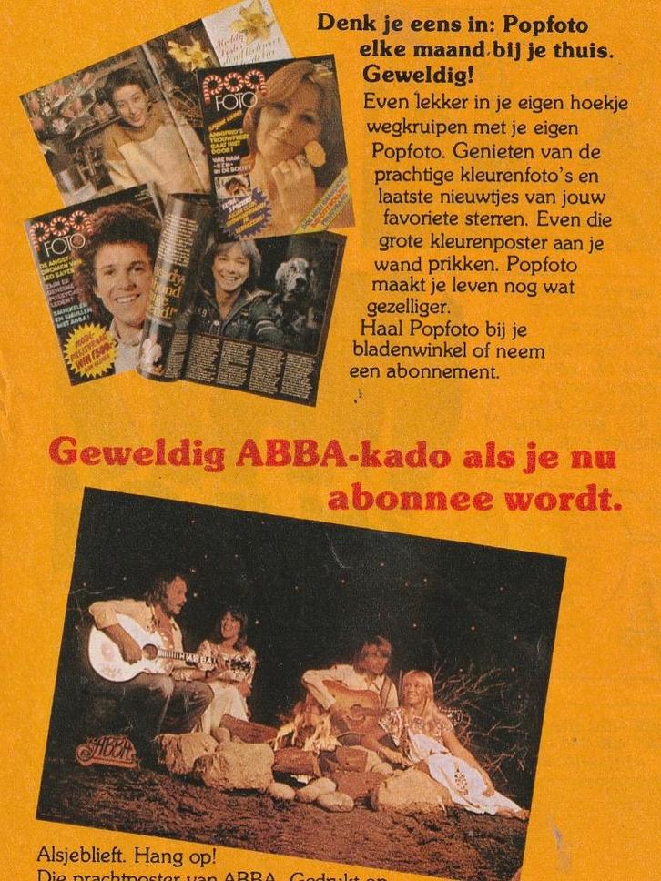 Retro reclame 1977 Popfoto tijdschrift Abba Anni-Frid, Verzamelen, Retro, Overige typen, Verzenden