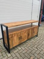 dressoir 175cm industrieel massief mango/metaal, Huis en Inrichting, Kasten | Ladekasten, Verzenden, 150 tot 200 cm, Vitrinekast Exclusief model groen metaal glas 130 cm  actie