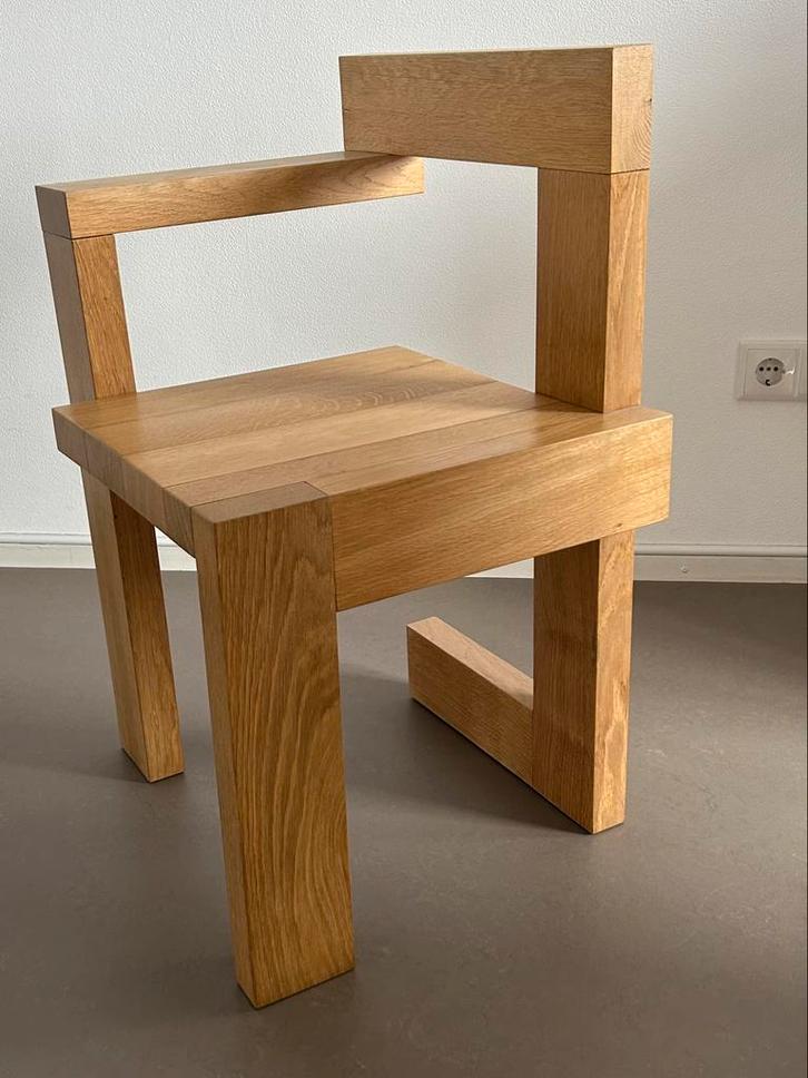 Steltman stoel, kopie naar ontwerp Rietveld, Huis en Inrichting, Stoelen, Gebruikt, Eén, Hout, Bruin, Ophalen