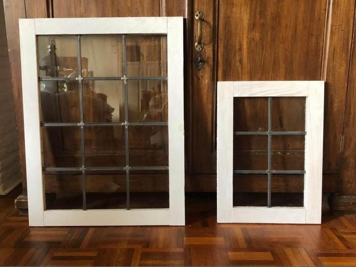 Antiek glas in lood ramen, Antiek en Kunst, Antiek | Overige Antiek, Ophalen of Verzenden