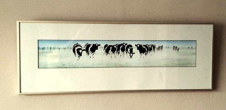 Wiebe van der Zee, Artprint aquarel koeien in de wei 1993, Huis en Inrichting, Woonaccessoires | Schilderijen, Tekeningen en Foto's