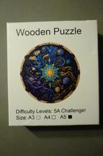 Houten ronde (A5) puzzel '' Blauw '' + Poster 106 st, Hobby en Vrije tijd, Denksport en Puzzels, Ophalen of Verzenden, Minder dan 500 stukjes