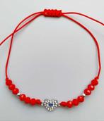 rood armbandje met hartje strass, Sieraden, Tassen en Uiterlijk, Armbanden, Overige materialen, Nieuw, Ophalen of Verzenden, Rood