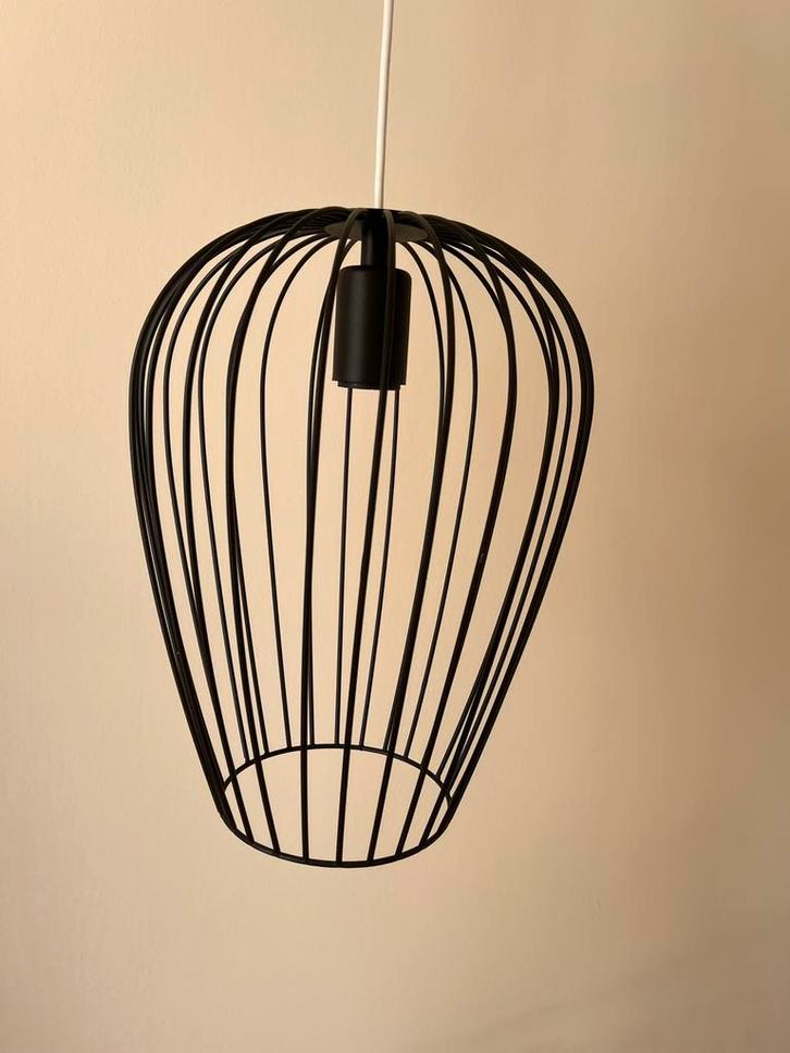 Hanglamp staal zwart, Huis en Inrichting, Lampen | Hanglampen, Gebruikt, Minder dan 50 cm, Metaal, Ophalen
