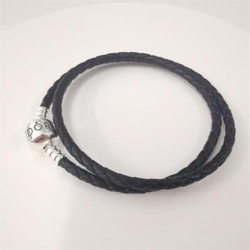 Pandora Leren Armband Donkergrijs - Met Kroonbedel!  beschikbaar voor biedingen