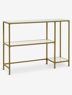 Bijzettafel sidetable laptoptafel wit met goud, Ophalen, 100 tot 150 cm, Glas, Zo goed als nieuw