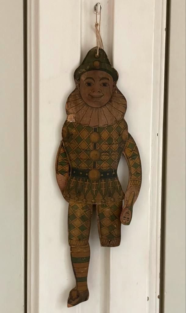 Brocante oud speelgoed trekpop clown, Antiek en Kunst, Curiosa en Brocante, Ophalen of Verzenden