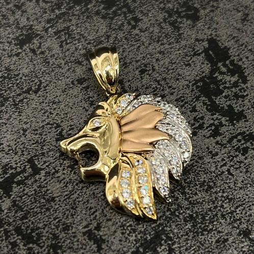 14k gouden leeuw kop hanger nieuw, Sieraden, Tassen en Uiterlijk, Kettinghangers, Nieuw, Goud, Ophalen of Verzenden