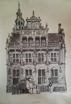 Antieke prent van het STADHUIS DEN HAAG periode 1975., Ophalen of Verzenden