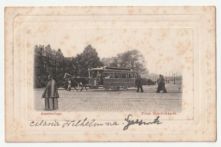 Amsterdam Prins Hendrikkade 1902 paardentram, Verzamelen, Ansichtkaarten | Nederland, Gelopen, Noord-Holland, Voor 1920, Verzenden