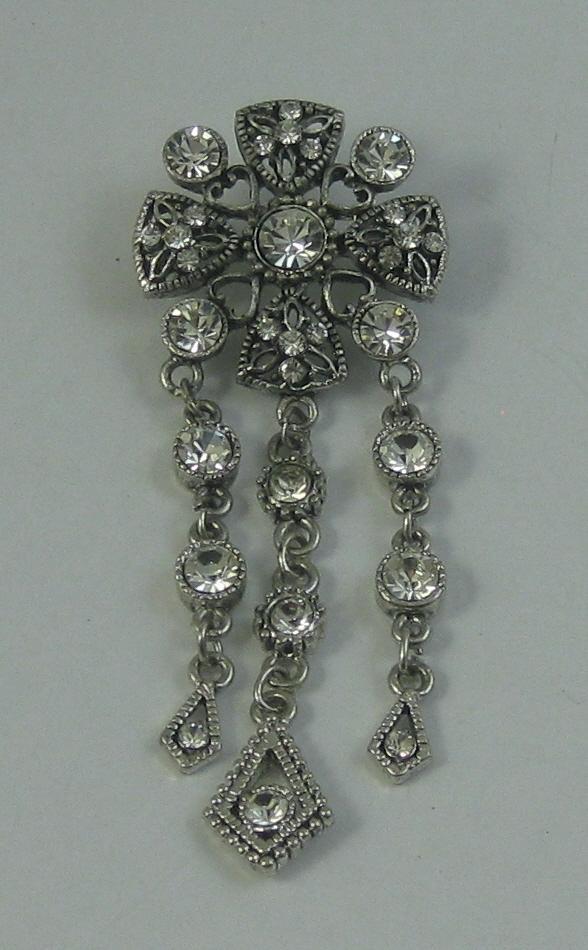 Partij van 24 Zilverkleurige Broches met Strass, Sieraden, Tassen en Uiterlijk, Broches, Nieuw, Zilver, 4 tot 7 cm, Met strass