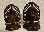 Set authentieke Indonesische houtsnijwerk bustes, Ophalen of Verzenden