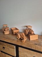 Houten speelgoed tractor traktor 3 stuks vintage, Ophalen of Verzenden, Zo goed als nieuw