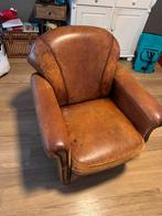 Vintage leren fauteuil (gratis ophalen), Huis en Inrichting, Fauteuils, Ophalen of Verzenden, Gebruikt, Leer, 75 tot 100 cm