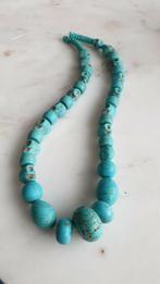 Turquoise ketting met doodskoppen, Sieraden, Tassen en Uiterlijk, Kettingen, Nieuw, Blauw, Ophalen of Verzenden