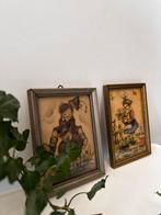 Twee brocante prentjes in lijstje brocante, Antiek en Kunst, Curiosa en Brocante, Ophalen of Verzenden