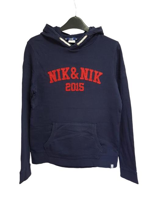 Gave donker blauwe NIK & NIK hooded sweater maat 14/164., Kinderen en Baby's, Kinderkleding | Maat 164, Zo goed als nieuw, Jongen