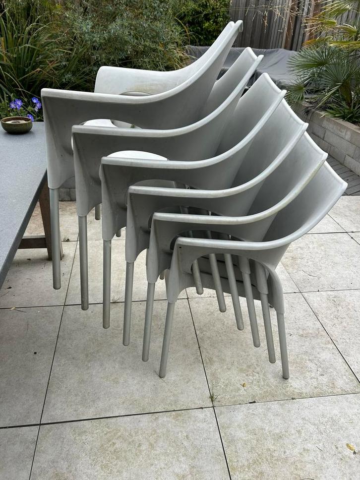 Tuinstoelen 6 stapelbaar, Tuin en Terras, Tuinstoelen, Gebruikt, Kunststof, Stapelbaar, Ophalen